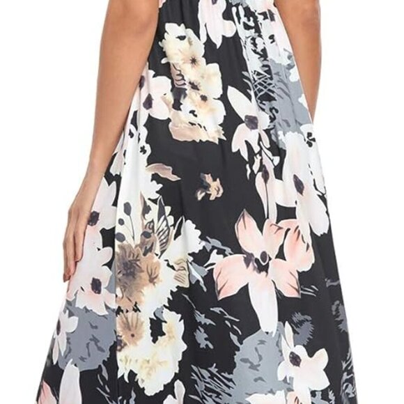 Womens Short Sleeve Maxi Dresses Empire Waist Long Dress - Picture 2 of 5